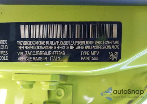 2018 Jeep Renegade Altitude 4X4 from USA, damaged, VIN ZACCJBBB8JPH77848